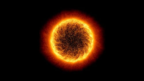 Fond scientifique abstrait orange chaud avec cercle lumineux fait de particules