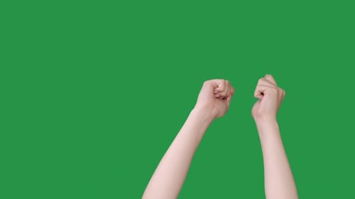 Hands Making Fists on Green Screen Background