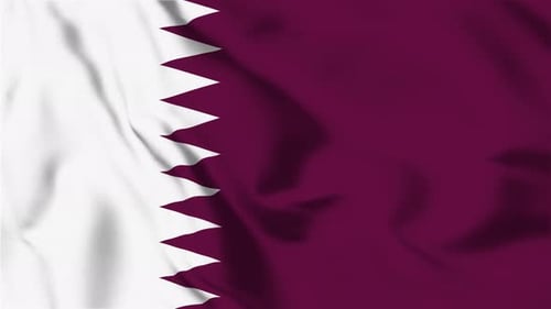 Waving Qatar National Flag with Realistic Fabric Movement