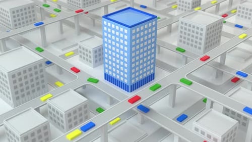 Highway on a city with heavy traffic at daytime