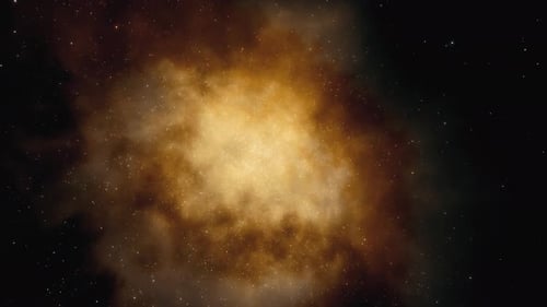 Golden Nebula Starfield Fly Through in Deep Space