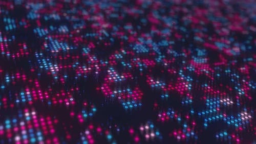 Animated Glowing Digital Pixels Grid Background