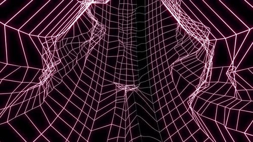 Abstract Glowing Wireframe Tunnel Animation Loop
