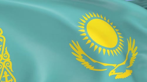 Kazakhstan National Flag Waving Seamless Loop Animation