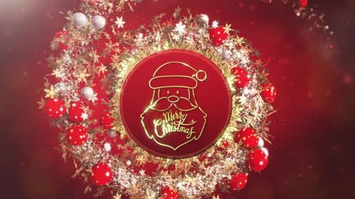 Merry Christmas Golden Santa Reveal with Festive Wreath Animation