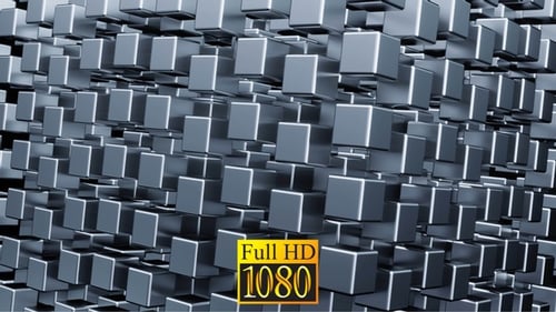 Abstract Metallic Cubes Undulating Geometric Background Loop