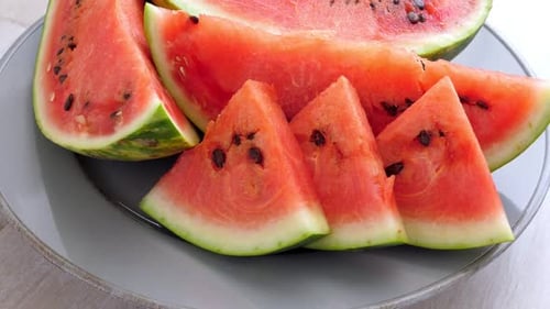 Ripe Red Sliced Watermelon Rotating