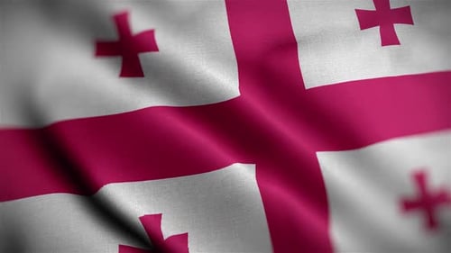 Waving Flag of Georgia with Realistic Fabric Texture