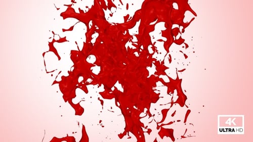 Fluid Red Paint Splash Transition with Alpha Channel