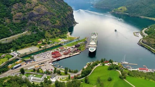 Aurlandsfjord Town Of Flam at Dawn