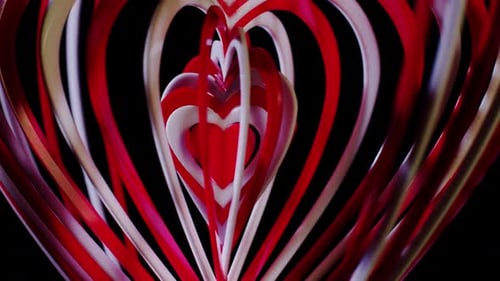 Abstract Animated Rotating Red and White Heart