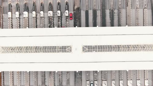 Cars Pass Controlled Access Highway Point Near Parking Lot