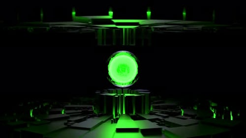 Dynamic Green Energy Sphere Digital Technology Background