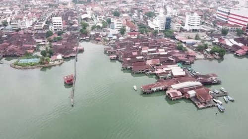 Vue aérienne de la jetée du clan à Penang