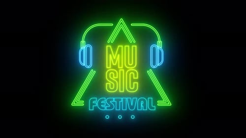 Animated Neon Music Festival Logo Reveal