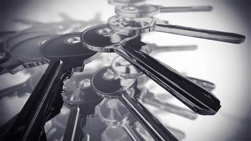 Infinite keys stack looking like an endless round stairway. Loopable. HD