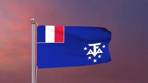 French Southern And Antarctic Lands Flag Waving Animation