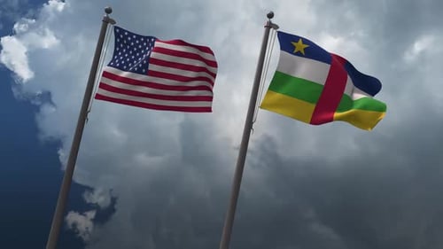 United States and Central African Republic Flags Waving