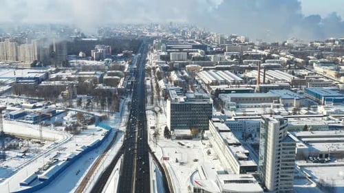 Top View of the National Library in Minsk in Winter