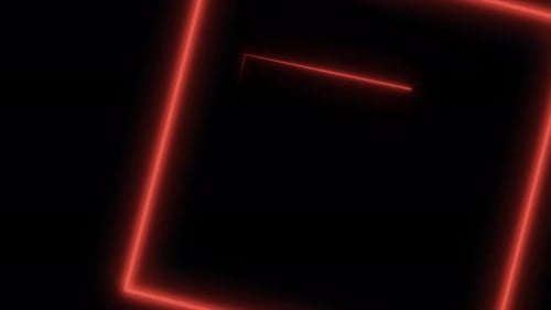Animated Red Neon Square Outline Loop