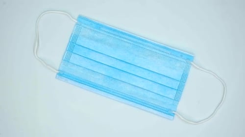 Disposable Blue Medical Face Mask Close Up