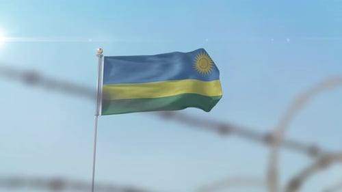 Rwanda Flag Behind Border