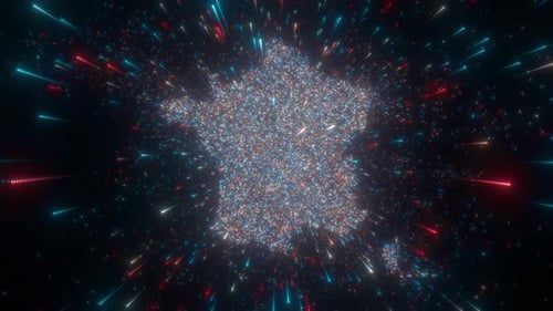 Dynamic Digital Map of France with Glowing Light Trails