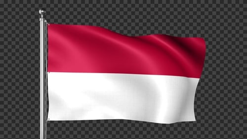 Waving Flag of Indonesia with Alpha Channel