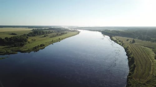 Forest Field River And Road 01