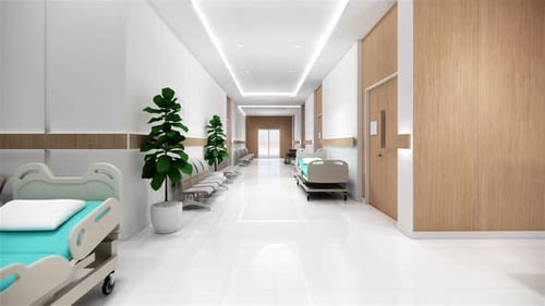3d rendering animation. Interior hospital modern design .
