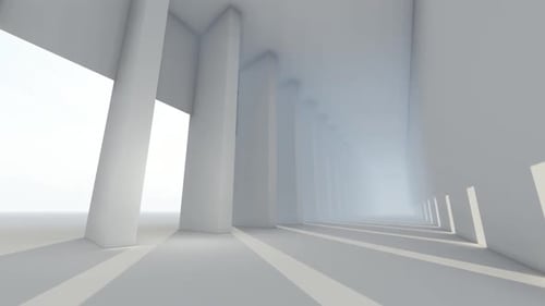 Empty Corridor With Wall And Floor_White Background 01