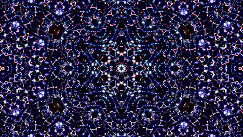 Dynamic Abstract Geometric Kaleidoscope Pattern of Glowing Lights