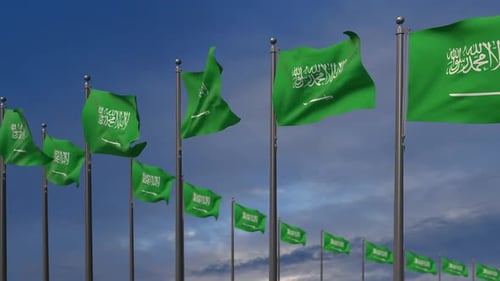 The Saudi Arabia Flags Waving In The Wind 2K