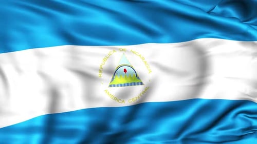 Nicaragua National Flag Waving in the Wind Loop Animation