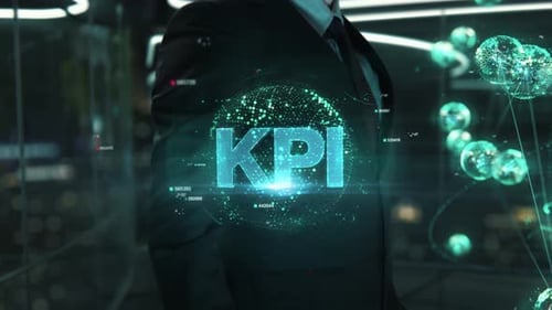 Businessman with KPİ Hologram Concept