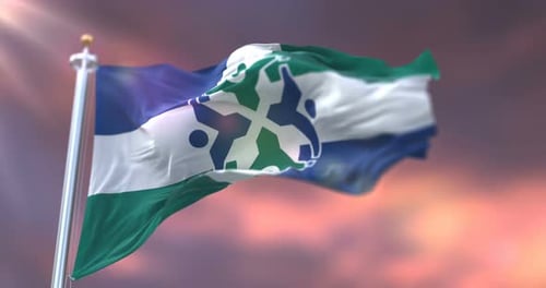 Flagge Kolumbiens bei Sonnenuntergang