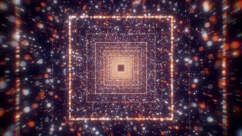 Abstract Glittering Golden Square Tunnel Loop Background