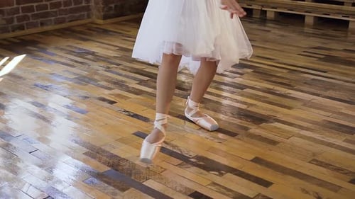 Young Ballet Dancer Practicing Pointe Work in Studio