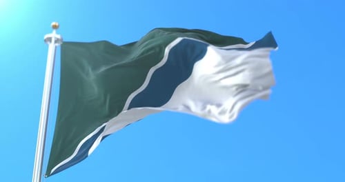 Realistic Waving Flag Animation With Green Blue White Design