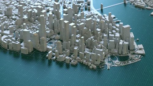 Modern Digital City With Data Grid Technology Animation