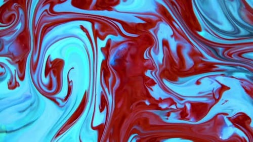 Swirling Red and Blue Abstract Paint Mix