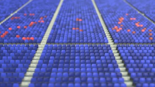 24 Score Made with Red and Blue Stadium Seats