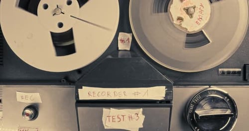 Vintage Reel-to-Reel Tape Recorder Running