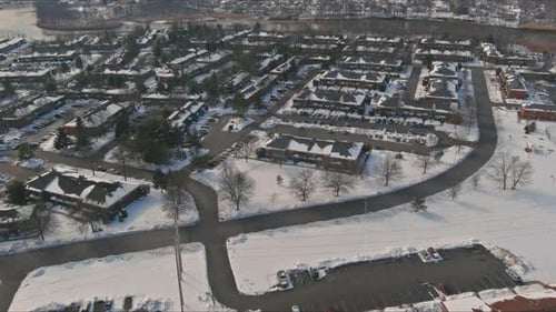 A Beautiful Winter Day a View of the Panorama Made with the Drone a Sunny View of Houses