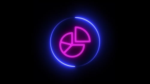 Animated Neon Pie Chart Icon Reveal