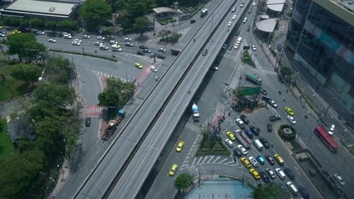 Busy Highway Road Junction in Metropolis City Center