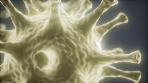 Microscopic Virus Cell Rotating in Scientific Medical Animation