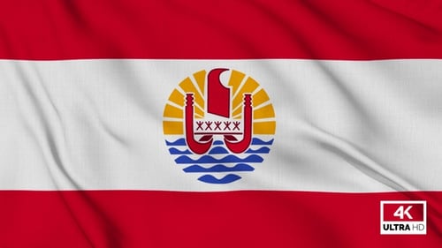 French Polynesia Flag Waving in Realistic Wind