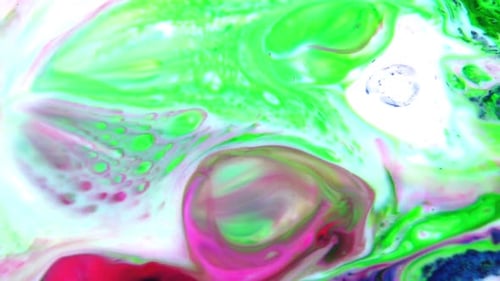 Abstract Swirling Colors of Green, Pink, and Blue