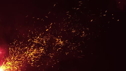 Realistic Fiery Sparks Burning Particle Overlay Loop